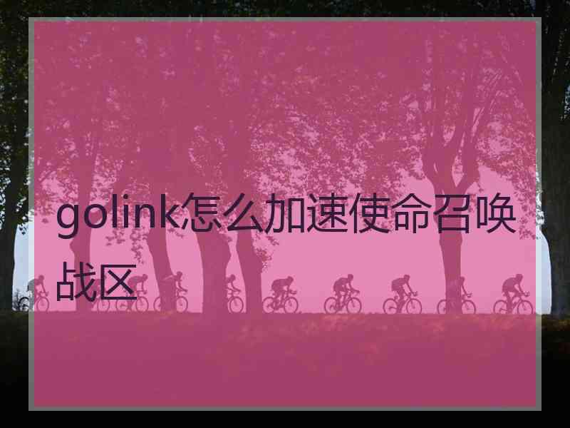 golink怎么加速使命召唤战区