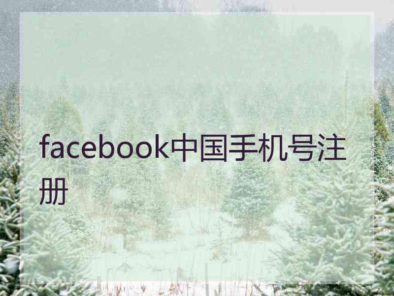 facebook中国手机号注册