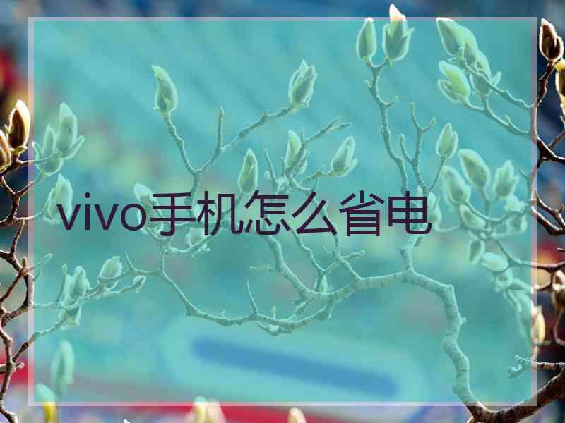 vivo手机怎么省电