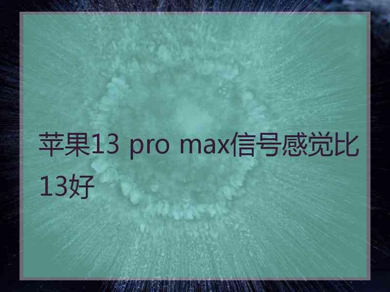 苹果13 pro max信号感觉比13好