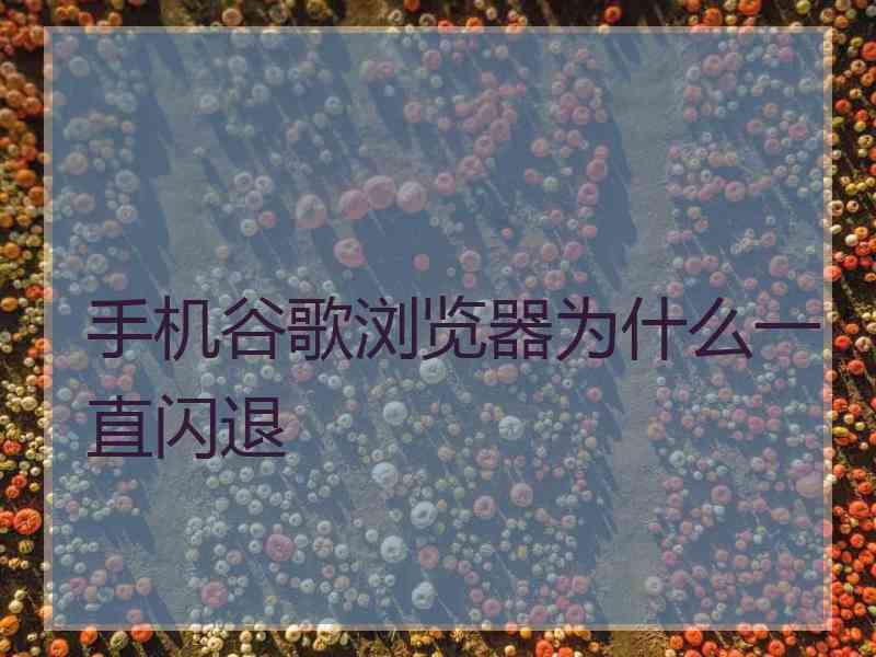 手机谷歌浏览器为什么一直闪退