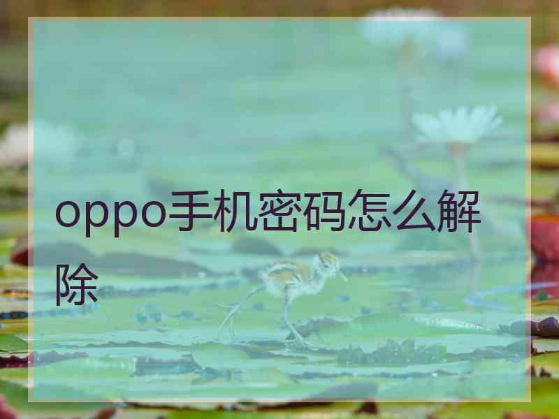 oppo手机密码怎么解除