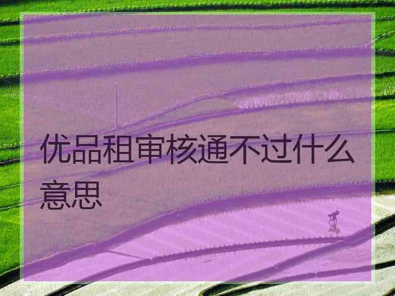 优品租审核通不过什么意思