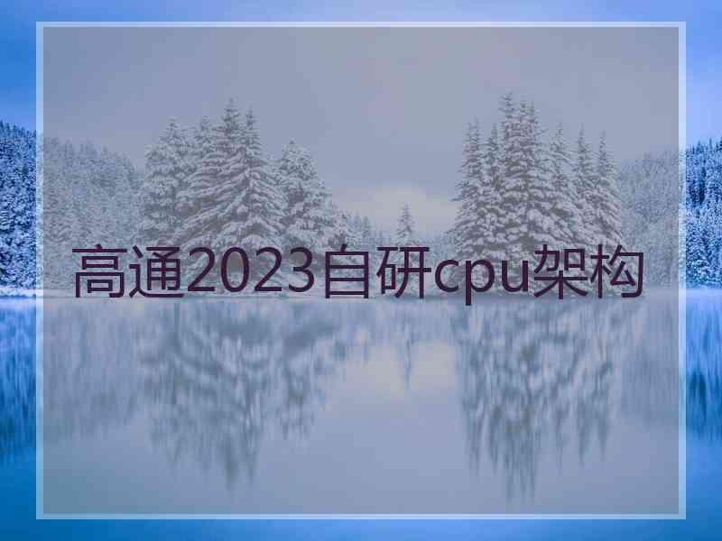 高通2023自研cpu架构