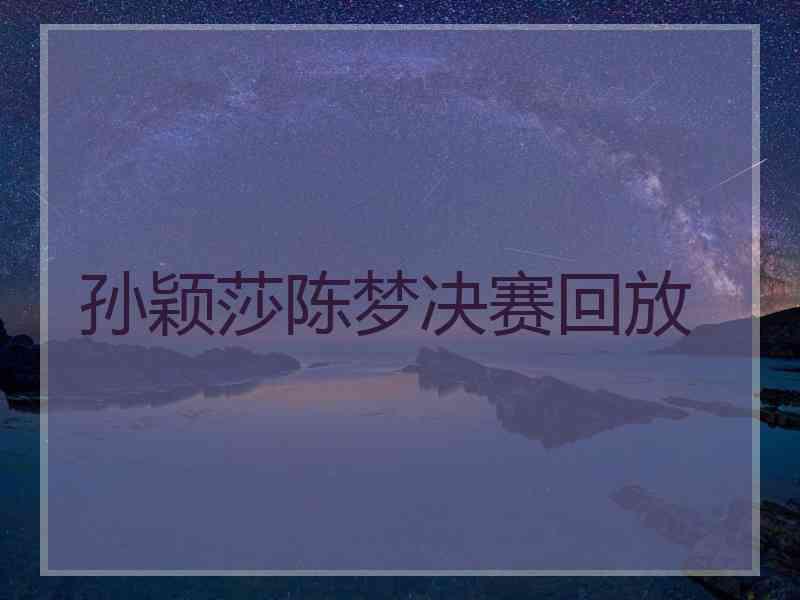 孙颖莎陈梦决赛回放