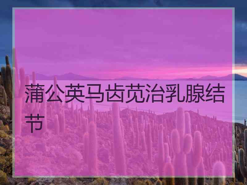 蒲公英马齿苋治乳腺结节