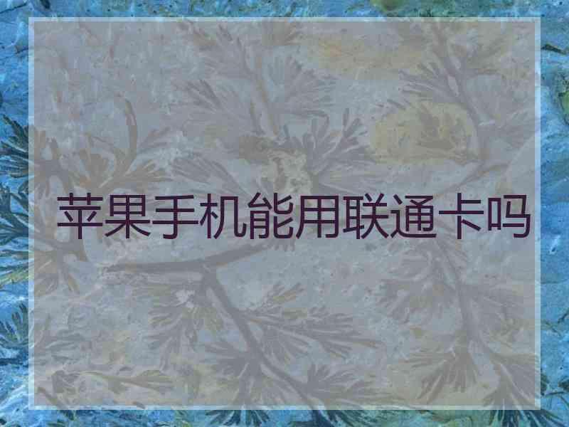 苹果手机能用联通卡吗