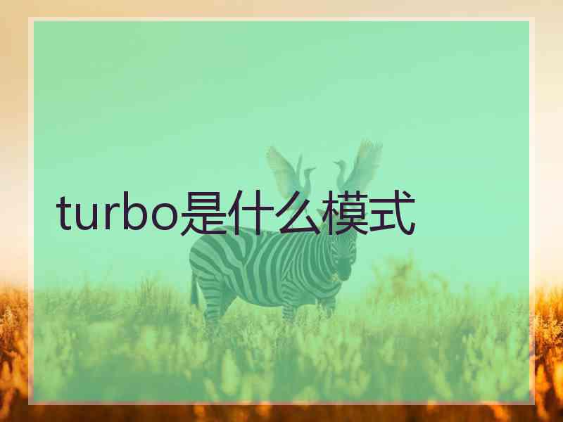 turbo是什么模式