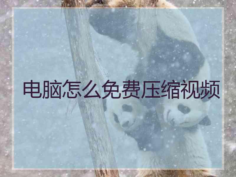 电脑怎么免费压缩视频