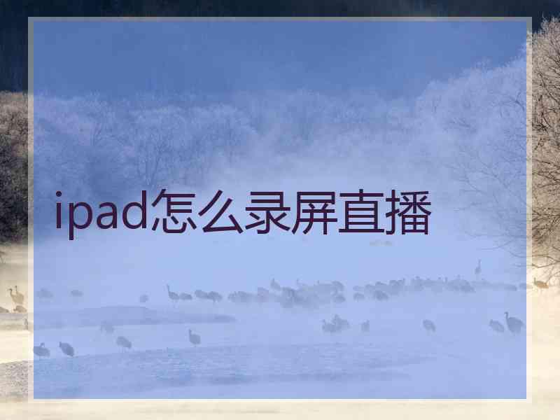 ipad怎么录屏直播