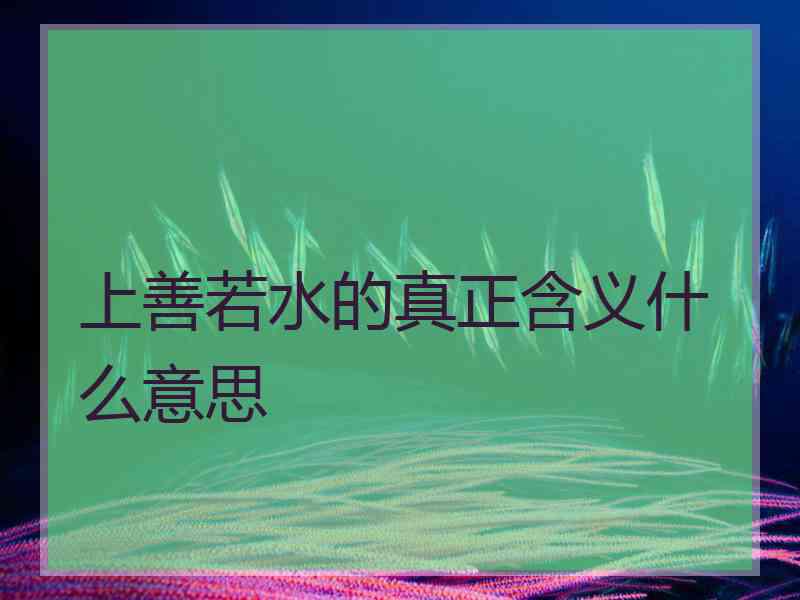 上善若水的真正含义什么意思