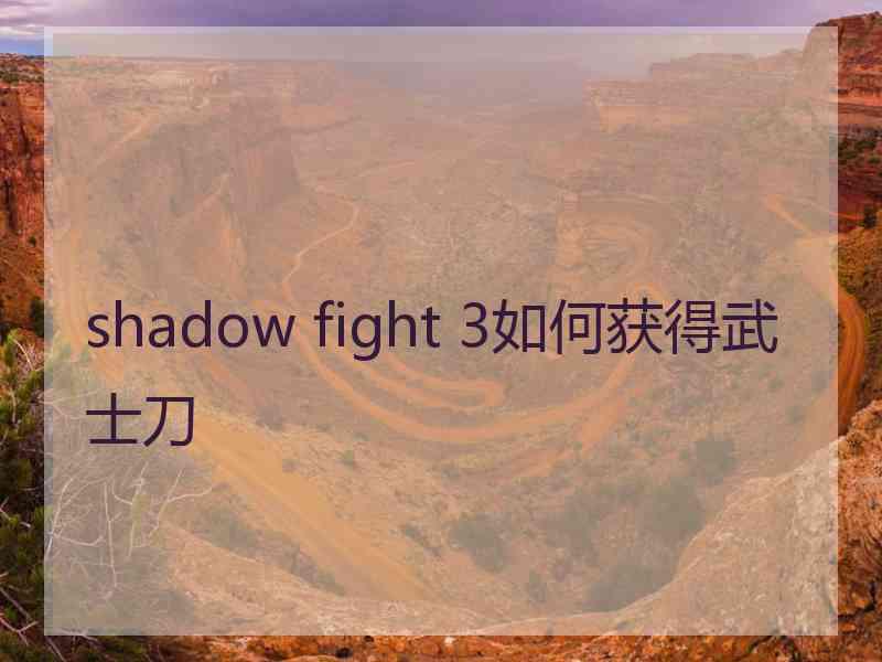 shadow fight 3如何获得武士刀