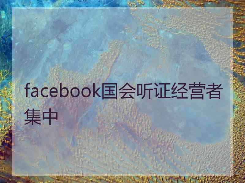 facebook国会听证经营者集中