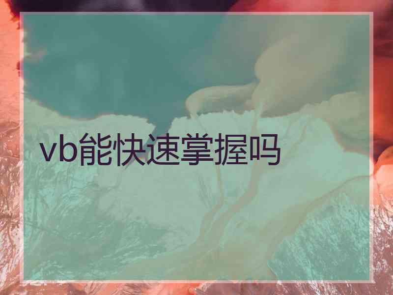 vb能快速掌握吗