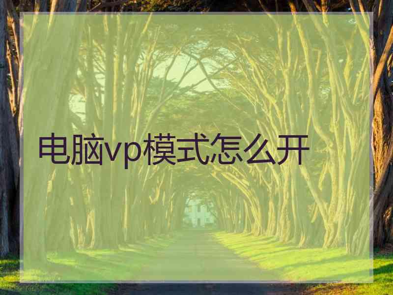 电脑vp模式怎么开