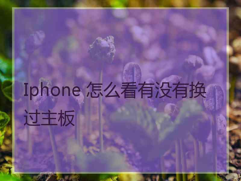 Iphone 怎么看有没有换过主板