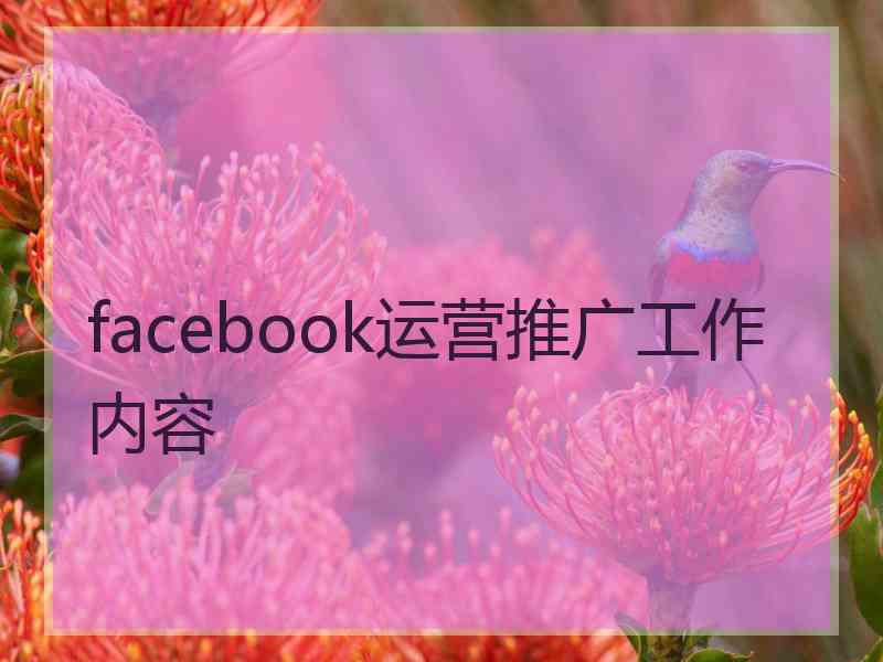 facebook运营推广工作内容