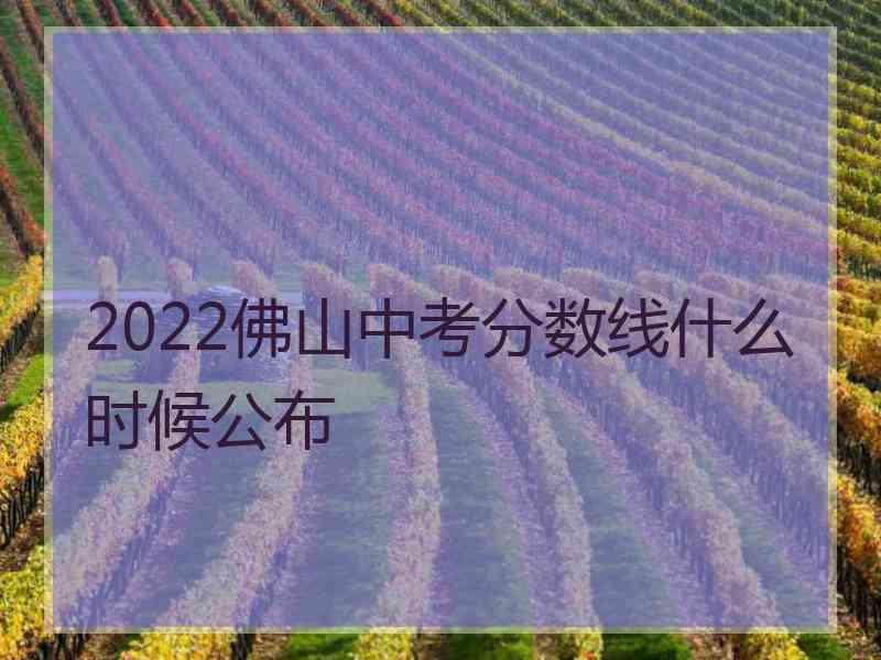 2022佛山中考分数线什么时候公布