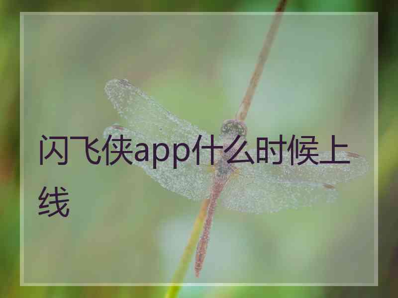 闪飞侠app什么时候上线