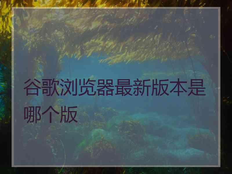 谷歌浏览器最新版本是哪个版