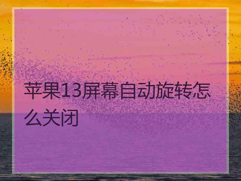 苹果13屏幕自动旋转怎么关闭