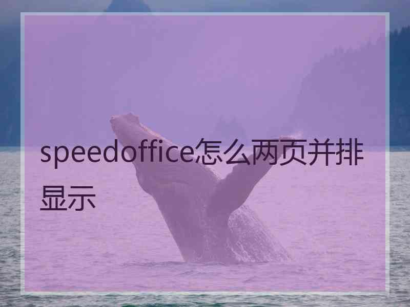 speedoffice怎么两页并排显示