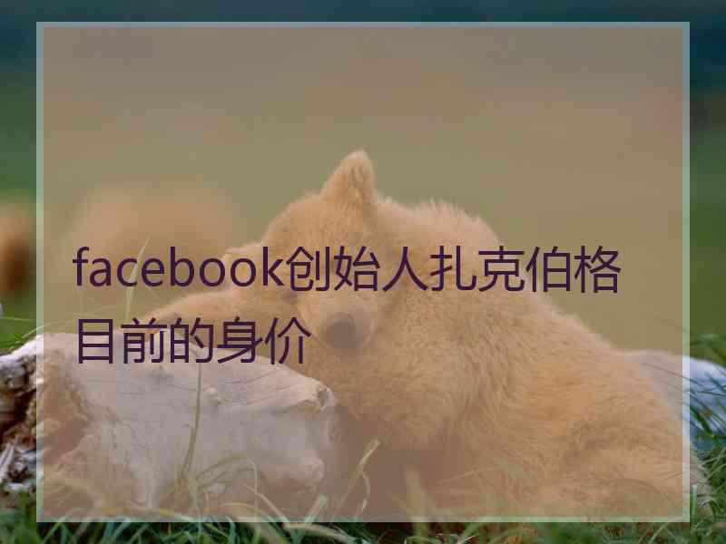 facebook创始人扎克伯格目前的身价