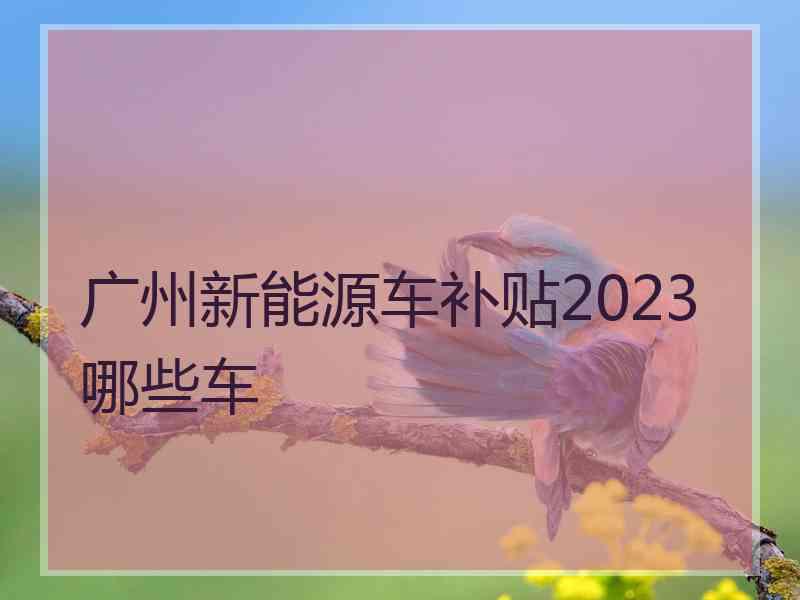 广州新能源车补贴2023哪些车