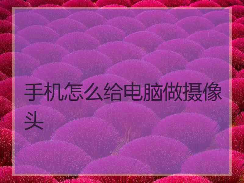 手机怎么给电脑做摄像头