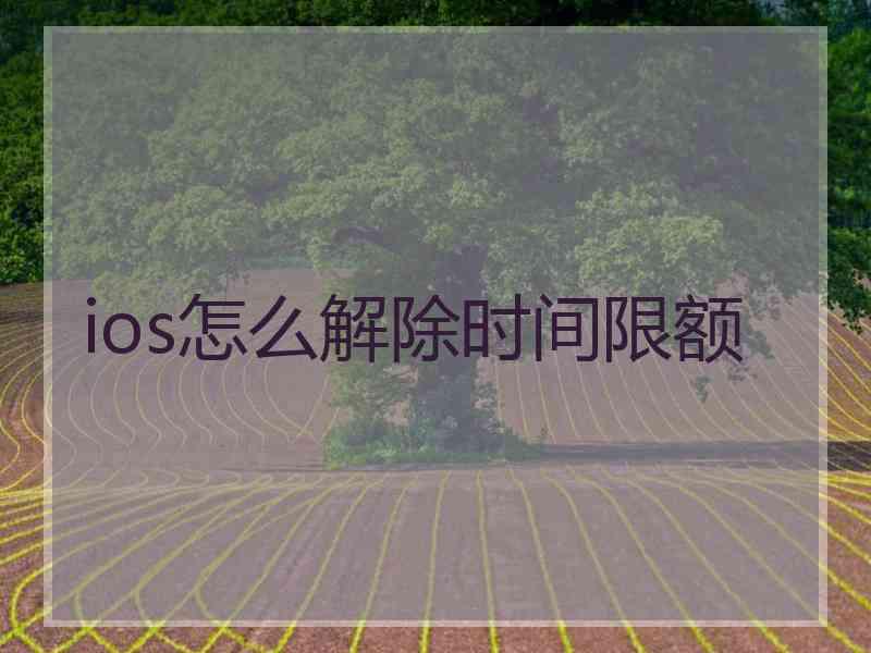 ios怎么解除时间限额