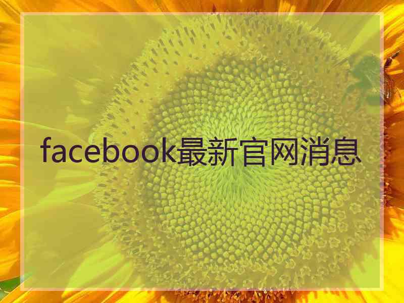 facebook最新官网消息