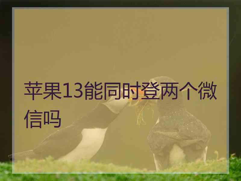 苹果13能同时登两个微信吗