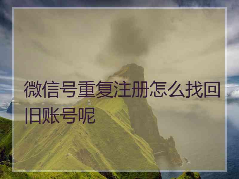 微信号重复注册怎么找回旧账号呢