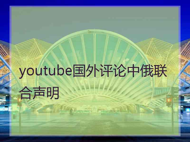 youtube国外评论中俄联合声明