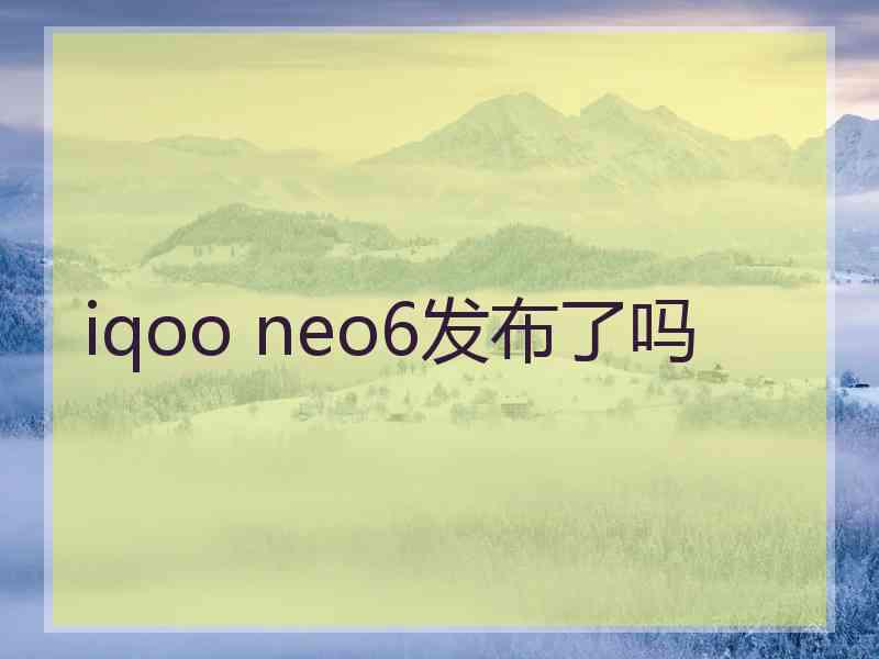 iqoo neo6发布了吗