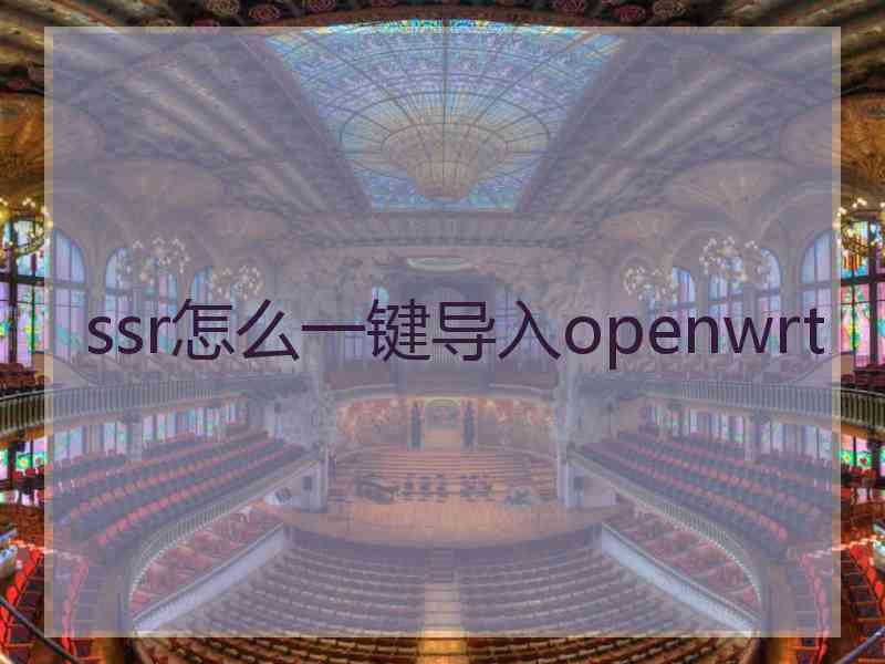 ssr怎么一键导入openwrt