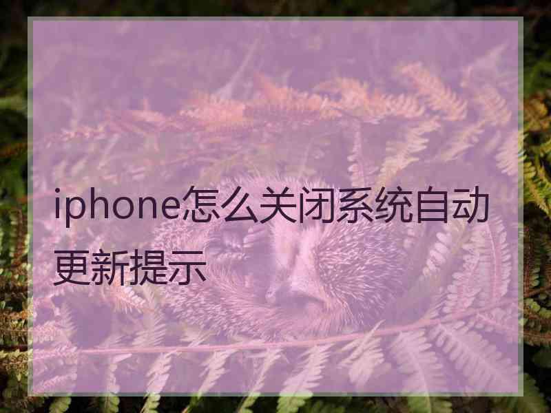 iphone怎么关闭系统自动更新提示