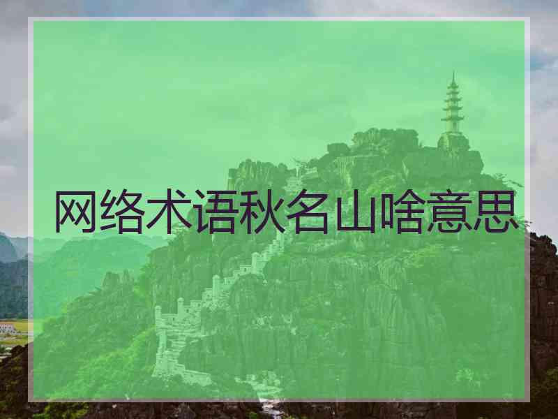 网络术语秋名山啥意思