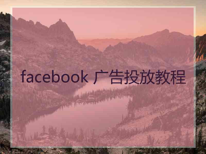 facebook 广告投放教程