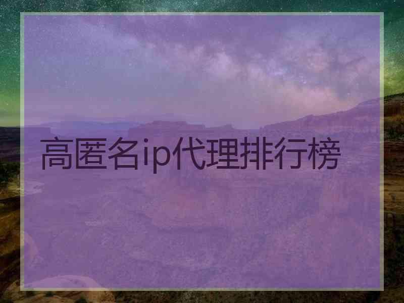 高匿名ip代理排行榜