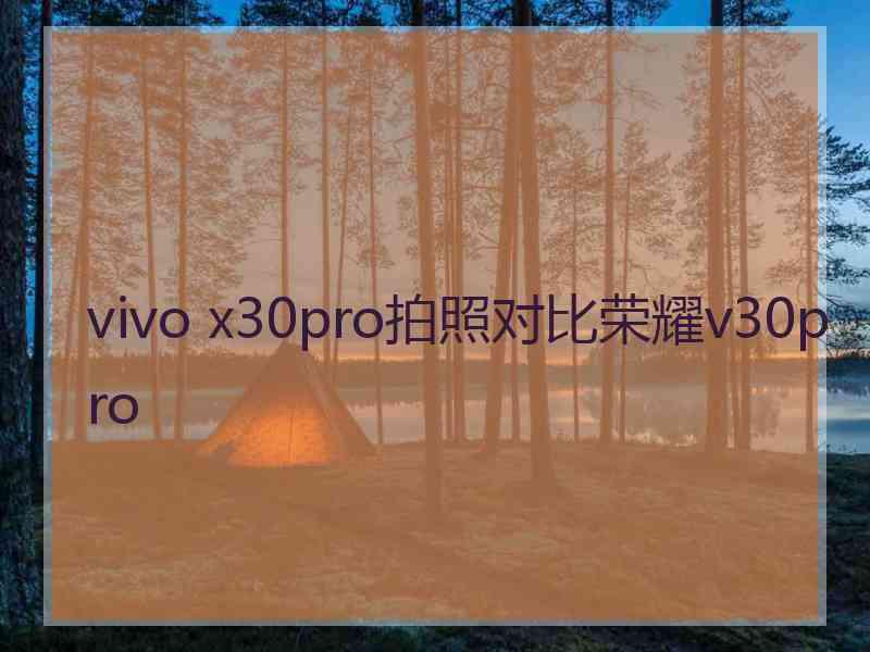 vivo x30pro拍照对比荣耀v30pro