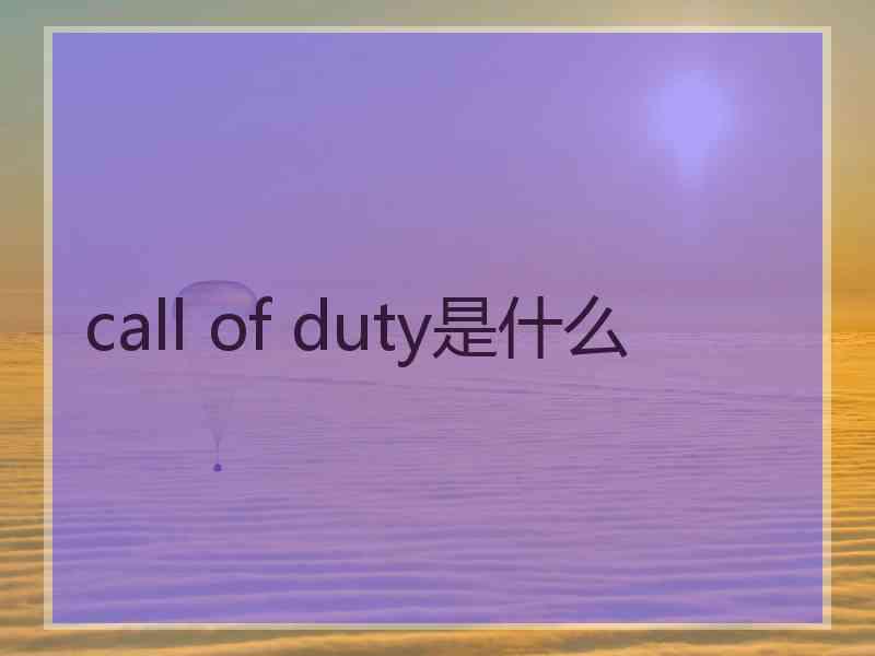 call of duty是什么