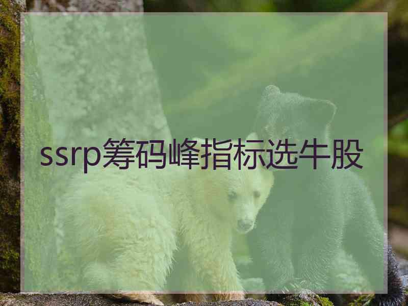 ssrp筹码峰指标选牛股