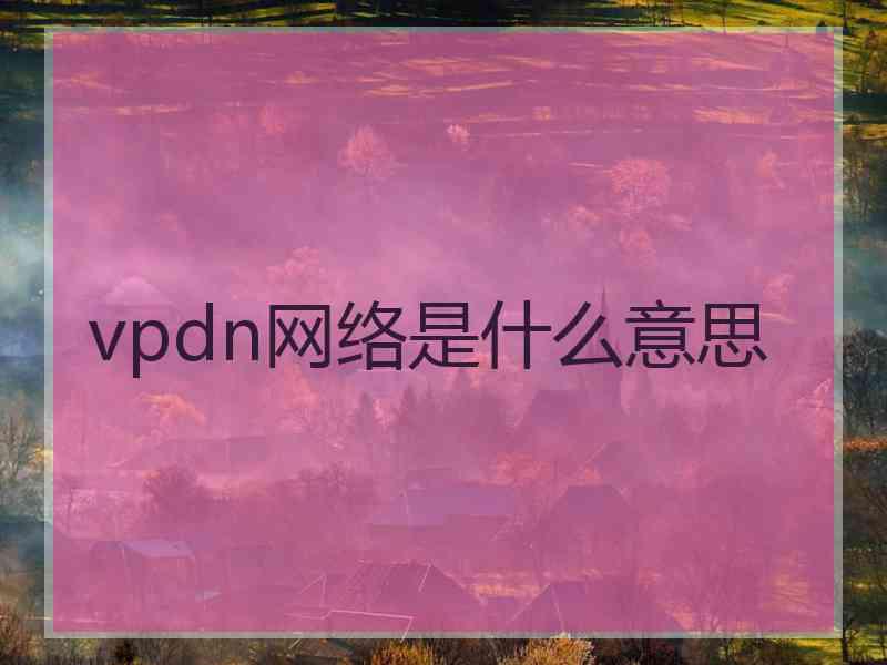 vpdn网络是什么意思