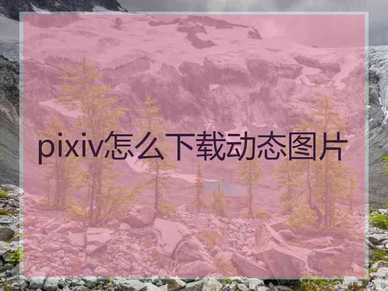 pixiv怎么下载动态图片