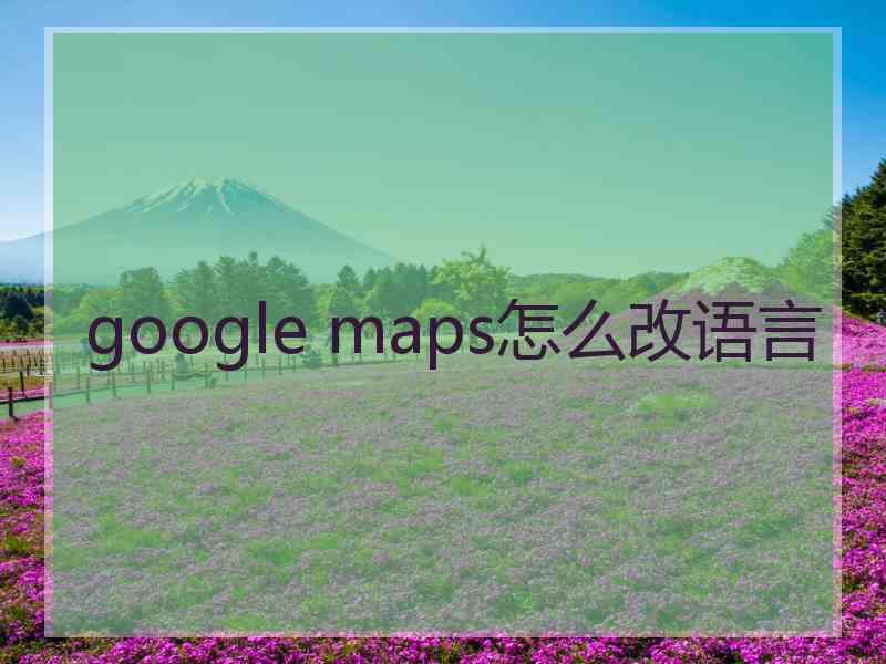 google maps怎么改语言