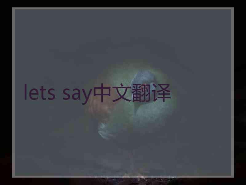 lets say中文翻译