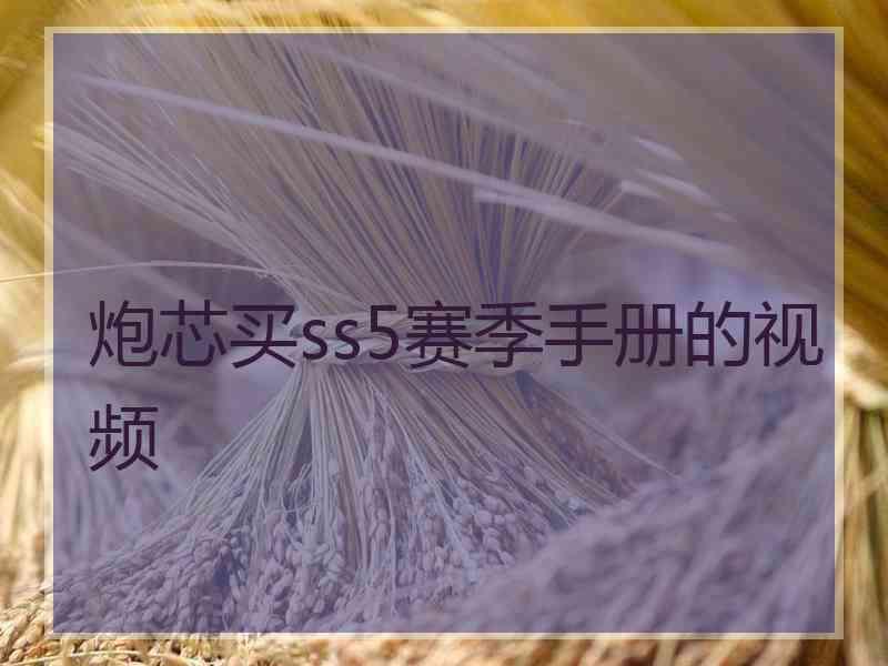 炮芯买ss5赛季手册的视频