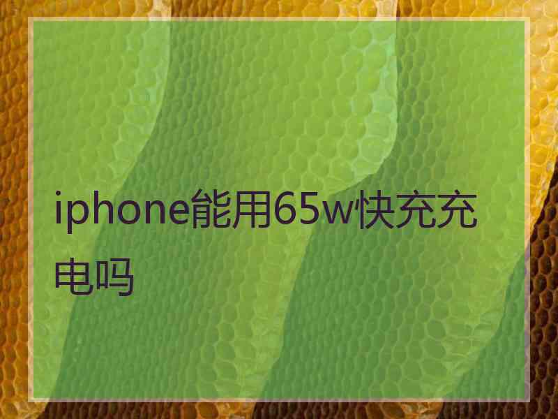 iphone能用65w快充充电吗