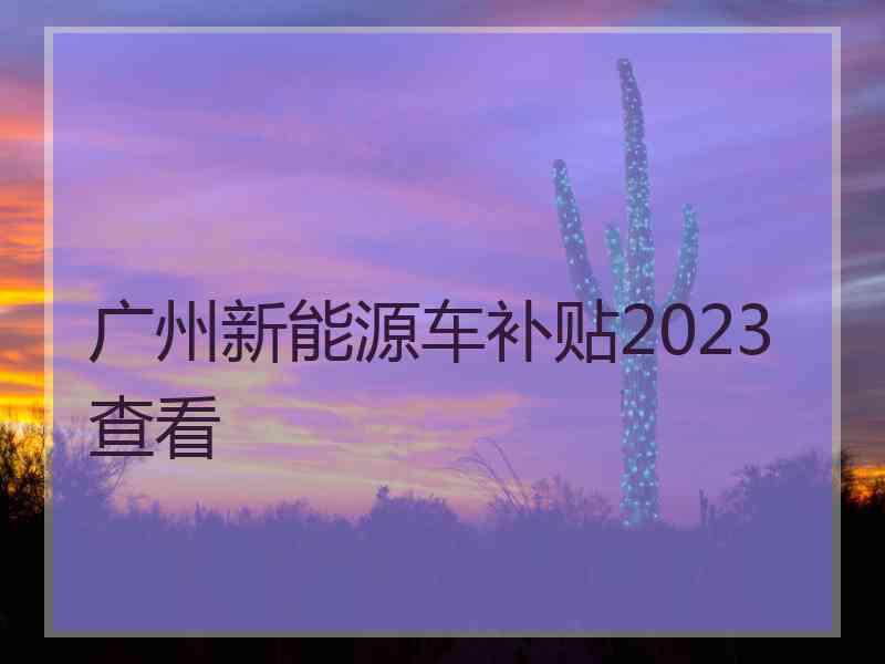 广州新能源车补贴2023 查看